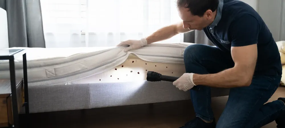 technician finding bed bugs